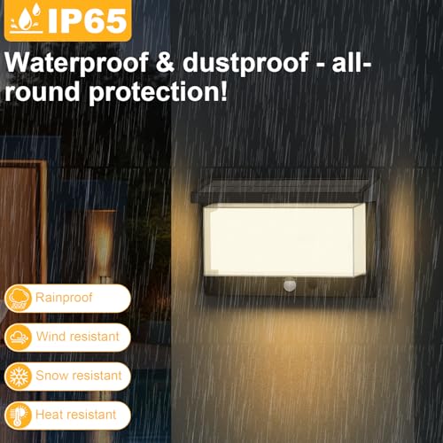 Solar Outdoor Light, Solar Lights with Motion Sensor, Waterproof Outdoor Solar Lights with 4 Smart Modes, IP65 Waterproof Lamps for Garden, Garage, Street, Patio, Paths (Warm Light)