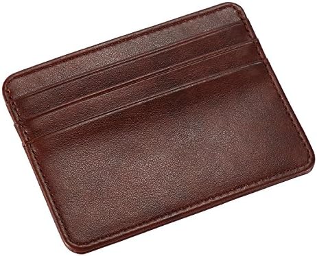 Homta Slim card case leather wallet credit cards holder Minimalist Money Clip Front Pocket Wallet (Brown)