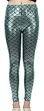 Simplicity Women's Mermaid Fish Scale Printing Slim Fit Leggings, Blue