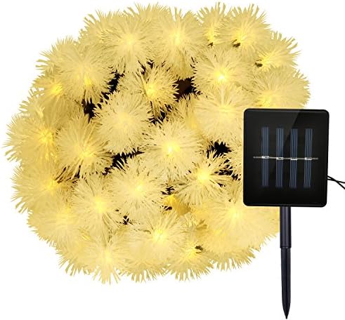 GARMAR Solar String Lights, 8 Mode 30ft 50 LED Chuzzle Ball Decoration Lights for Garden, Christmas Party, Xmas Tree, Holiday Waterproof (Warm White)