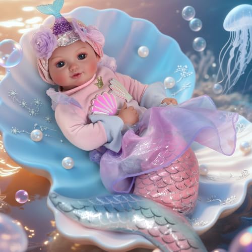 Photo 1 of BABESIDE Mermaid Baby Doll Girl, 15-Inch Realistic Soft Baby Dolls with Shiny Mermaid Tail & Accessories, Cute Mermaid Toys for Girls Ages 3-10 Kids, Christmas, Birthday