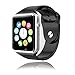 Heshi Inc Bluetooth Smart Watch with SIM Card Slot for IOS iPhone, Android Samsung HTC Sony LG Smartphones Silver-Black
