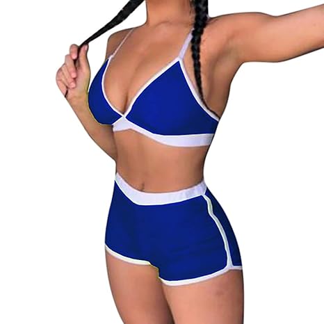 SCHOLIEBEN Sport Bikini High Waist Damen Set Push Up Sexy Bandeau BH Triangle Thong Bustier Badeanzug Bademode Teenager Mädch