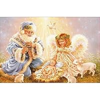 Smartcoco 5D DIY Christmas Diamond Painting Santa Claus and Angel Cross Stitch 3D Diamond Mosaic Embroidery Wall Craft Decor 14.6" x 11"