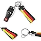 (1) Euro Italian Flag Stripe Nylon Band w/ Inner Leather Key Fob Chain Keychain Ring For Fiat Ferrari Maserati Lamborghini, BMW etc