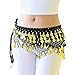 Gypsy Skirt for Women Hip Scarf with Gold Coins Black Belly Dancer Belt Scarf Wrap