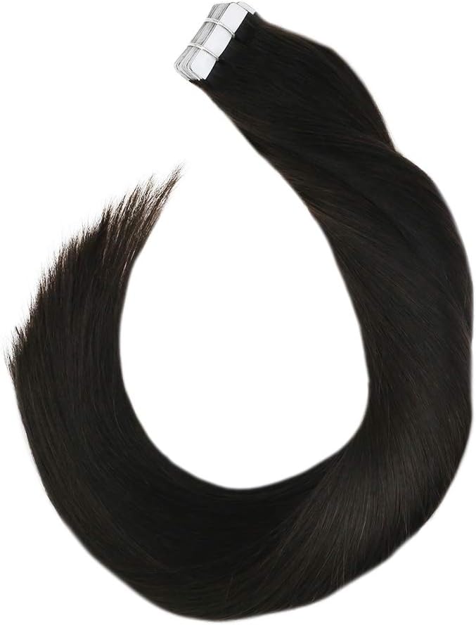 Ugeat Human Hair Tape Extensions 26inch Tape Hair Extensions Real Human Hair 50Gram 20PCS Invisible Remy Hair Extensions Colour Off Black #1B Double Sided Tape in Extensions Human Hair