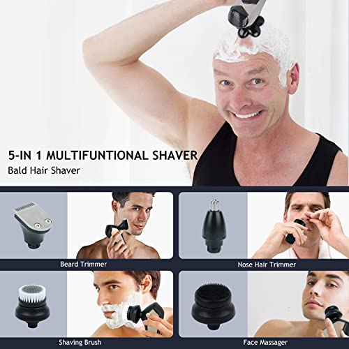Electric Head Shaver for Bald Men, 5 in 1 Bald Head Shaver Kits, 6D