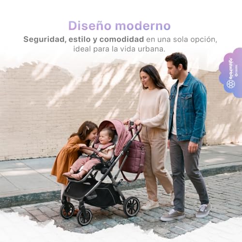 ESQUIMAL Carriola para Bebé Easy Prime Asiento Reversible Bidireccional, Plegado Semiautomático una mano, Compacta, Ligera, Reclinable 3 posiciones, Ruedas con Suspensión, 0 a 36 meses (Rosa)