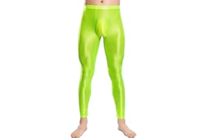 Ausing Men's Leggings Oily Shinny Tight Long Pants Sport Glossy See Through Stretch Trousers Shiny Gym M-XXL