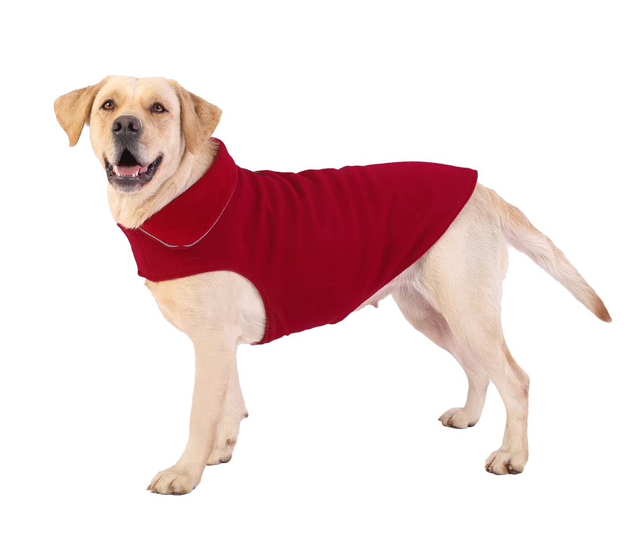 Fleece Dog Coat Pet Jacket Reflective for Cold Weather for Extra Large to Small Pets(Red,XS)