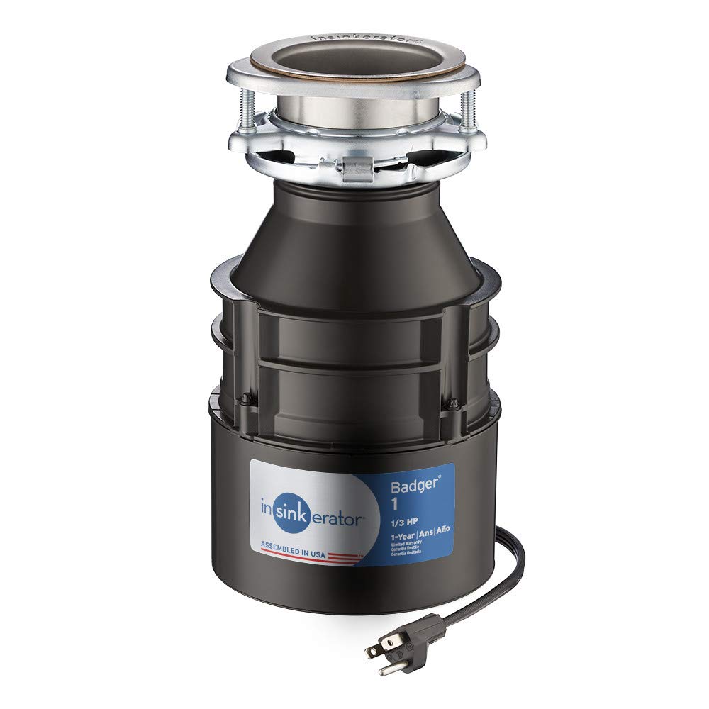 InSinkErator Garbage Disposal with Cord, Badger 1, 1/3 HP Continuous Feed - - 