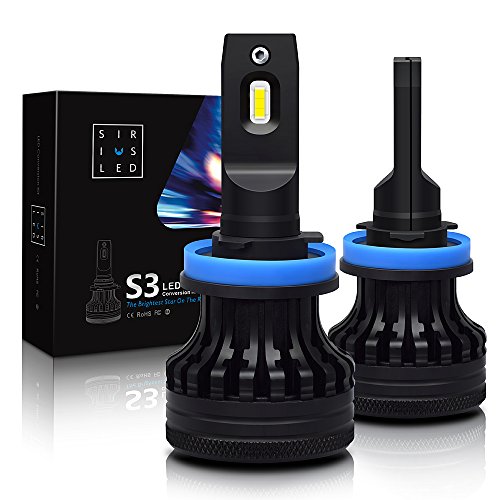 SiriusLED S3 H11 LED Headlight Bulb New Full Aluminum Structure 8000 Lumen Extremely Bright White 6000K Conversion Kit 2018 New