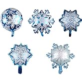 Hosfairy 10pcs Snowflake Foil & Mylar Balloons for Winter, Christmas & New Year Parties