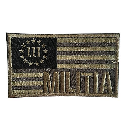 Backwoods Barnaby American Flag Patch / 3 Three Percenter Militia Tactical Morale Patch w/Hook & Loop (2" x 3")