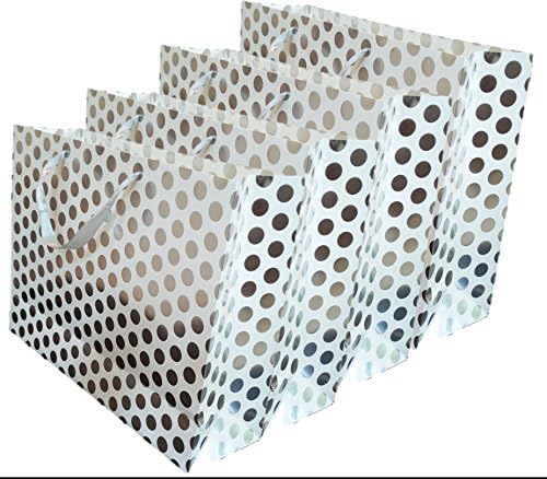 FlexiGoods4-Pack Large Gift Bags for Presents | Premium Quality Paper Bags with Handles | Perfect for Christmas, Birthdays, and Special Occasions | 16.5" x 12" x 4.7", Silver