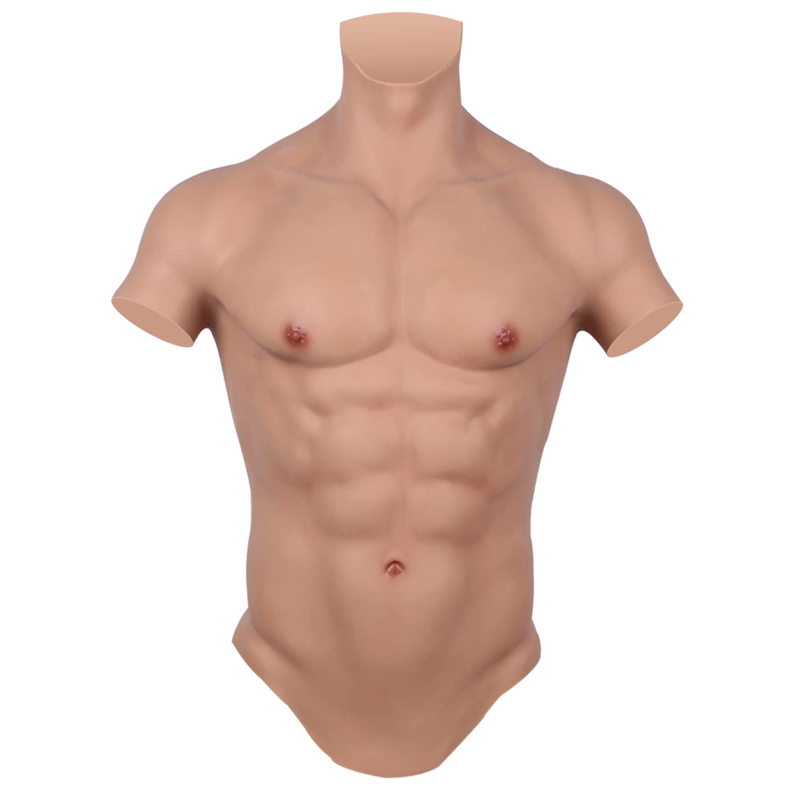 Wisfancy Silicone Muscle Suit Realistic Silicone Male Chest Half Body Muscle Suit, Abdominal Muscle Simulation Skin Silicone Stronger Male Shaper for Cosplay Halloween Crossdressers