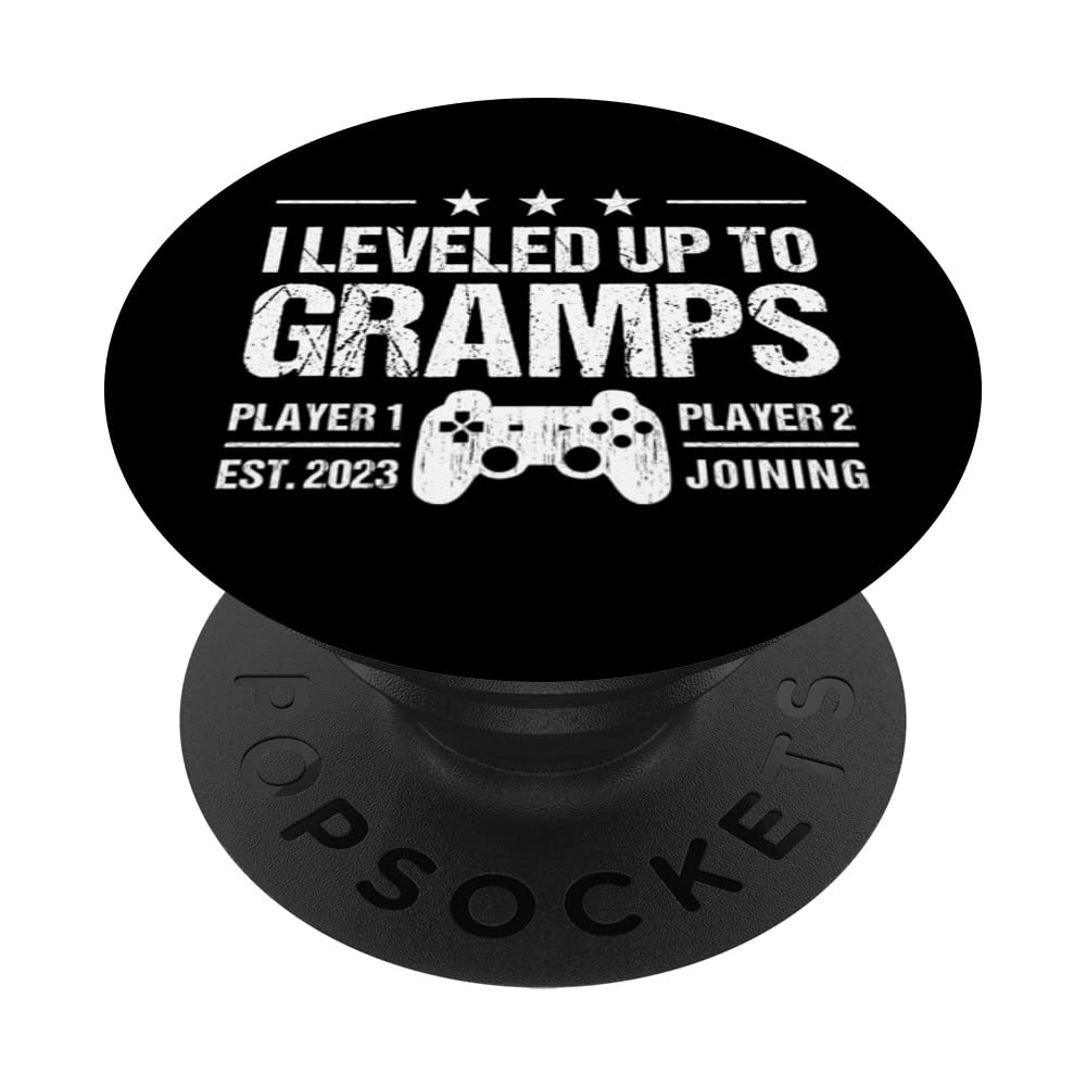 I Leveled Up To Gramps Est 2023 - Funny New Grandpa Gamer PopSockets Swappable PopGrip