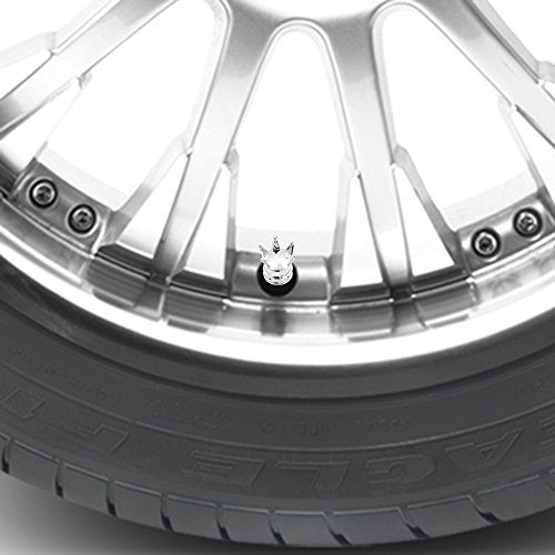 Universal Royal Crown 8mm Car/Motorcycle Wheel Rim Tire Air Stem Valve Caps Kit (Pack of 4, Chrome) - Thumbnail 3