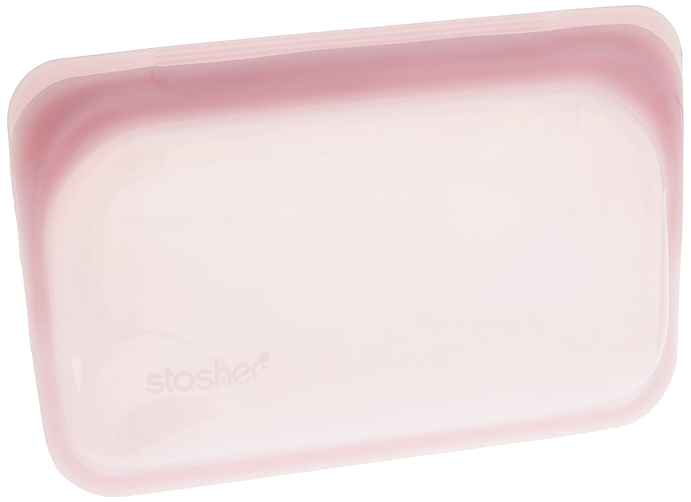 Stasher Snack Bag (Rose Quartz) | Reusable Freezer Bags For Travel and Food Storage, Silicone Zip Loc Bag | 21cm x 14cm x 1.3cm / 290ml