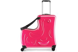N-A AO WEI LA OW Duffel Bag for Kids Ride-On Suitcase Carry-On Luggage with Wheels (Fuchsia, 20 Inch（suggest 1-6 years old)