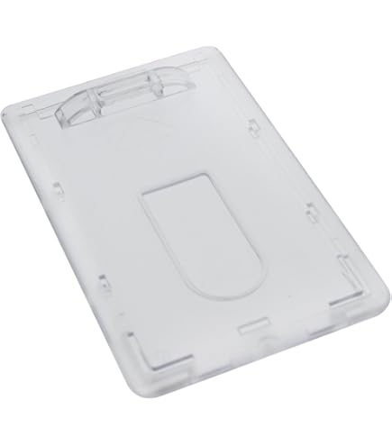 Hard Badge Holder 25 Pack Hard Plastic ID Badge Holders With Thumb Slots - 2 Card Capacity Vertical Holders Name Badge Holders
