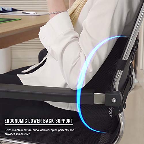 Premium Back Cushion for Office Chair, Car, Wheelchair - Memory Foam Lumbar Support Pillow with Breathable 3D Mesh Cover Adjustable Straps Black