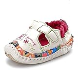 Lidiano Baby Toddler Sewing PU Leather Hook & Loop Cartoon Non-slip Sandals (12-18 Months, White)