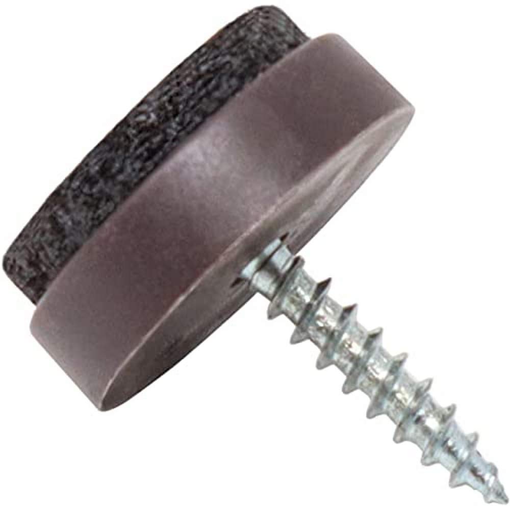 Adsamm Felt Furniture Sliders with Screws, Round, Brown - 16 Pieces