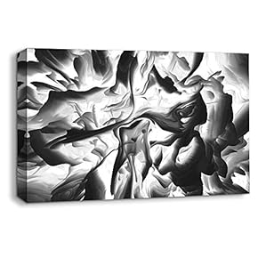 Canvas Wall Art Abstract Black and White Painting Artwork for Home Prints Framed - 12x18 inches