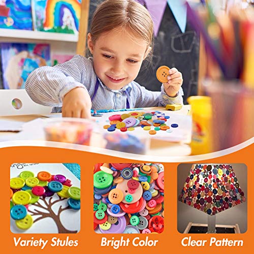 VGOODALL 1000 STK. Bunte Knöpfe, Kunststoff Bastelknöpfe Kinderknöpfe in Verschiedene Größen und Farben für Kinder DIY Basteln Painting Geschenk Deko