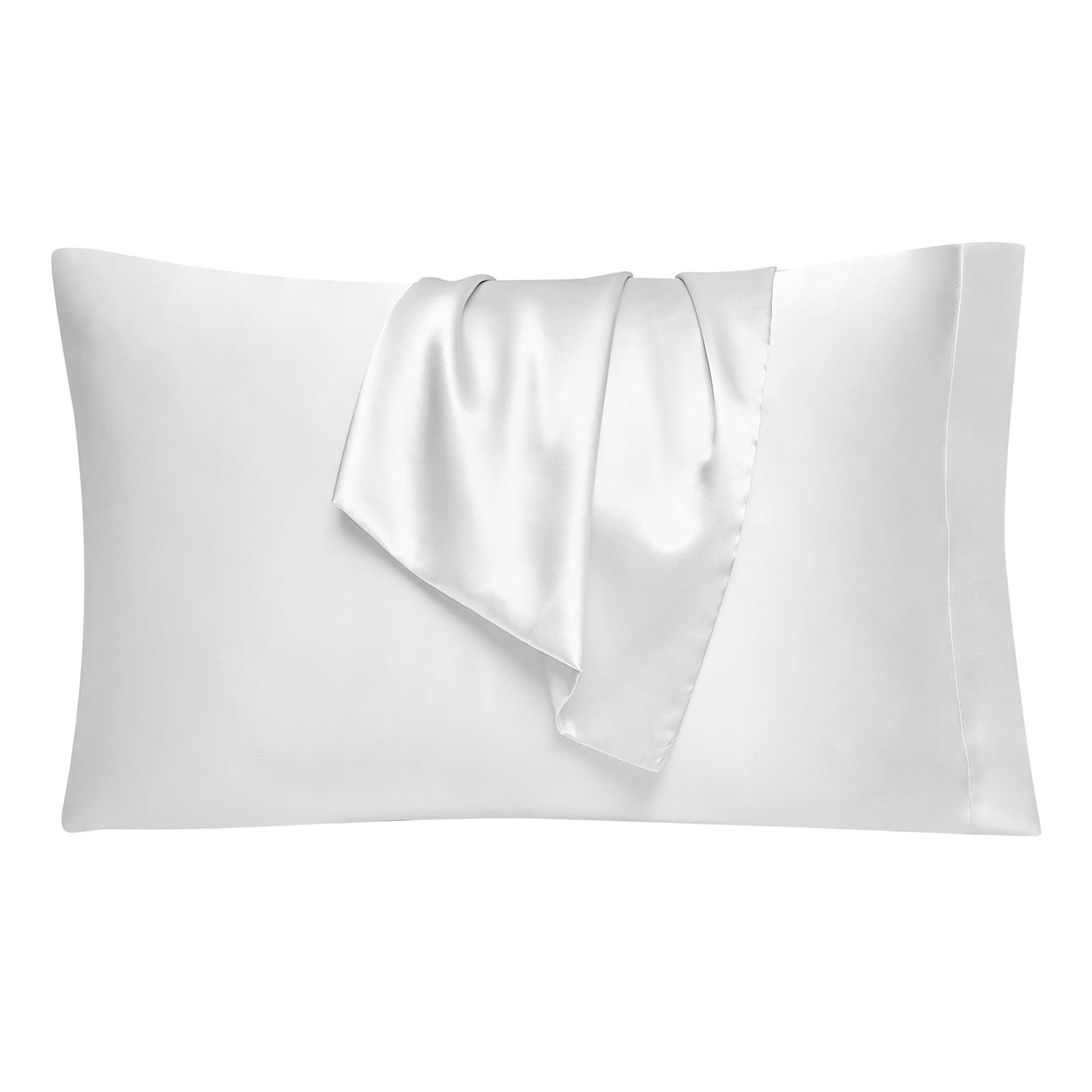 EHEYCIGA Satin Pillowcase Queen Set of 2, Soft Pillowcases for Hair and Skin Similar to Silk, White Pillow Cases 2 Pack with Envelope Closure, 20X30 Inches - Image 6