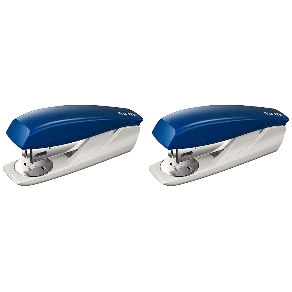 Leitz Stapler, 25 Sheet Capacity, Blue, Ergonomic Metal Body, Includes Staples, NeXXt Range, 55010035 (Pack of 2)