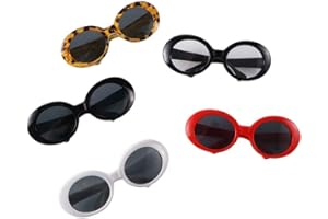 KOPIDA 5 Pcs Pet Sunglasses, Retro Oval Dogs Cats Sunglasses Plastic Party Costume Cosplay Glasses Photo Props Cute Funny Sunglasses for Cats and Dogs