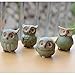 WOMHOPE® 4 Pcs - Mini House Warming Gift Wise Owls Figurine Tabletop Shelf Ceramic Wise Home Decorative Collectible Figurine Statues (Green)
