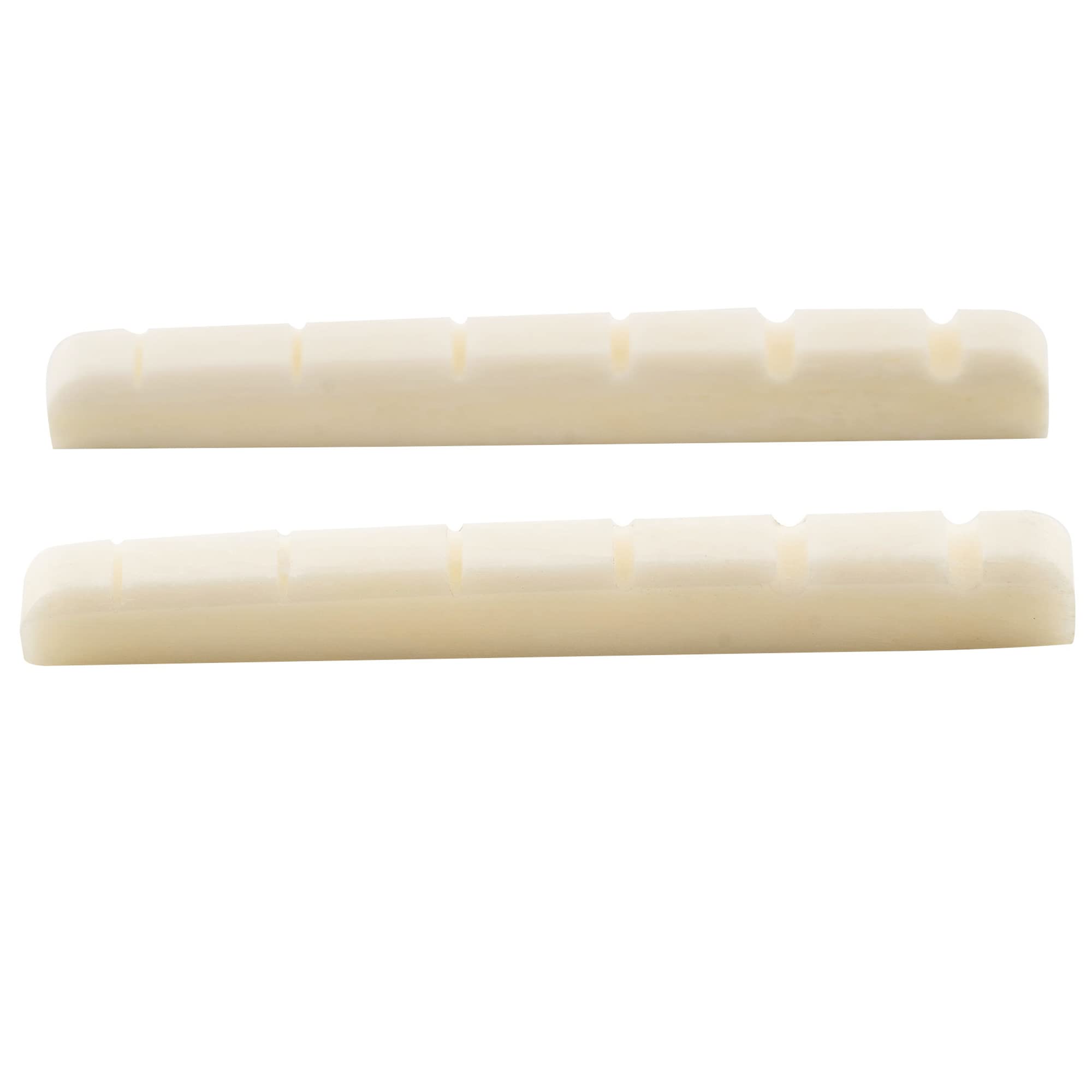 Musiclily 42mm Bone Slotted Electric Guitar Nut Flat Bottom for 6 String Fender Strat Tele, 42x3.5x4.5mm (2 Pieces) — image 1