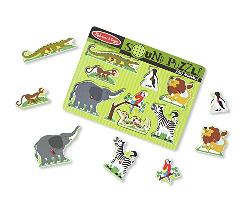 Melissa & Doug Zoo Animals Wooden Sound Peg Puzzle Toy Set