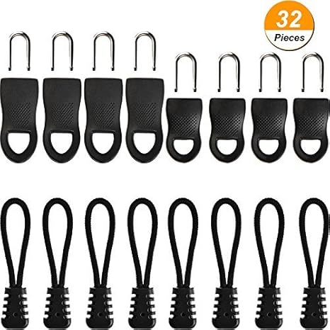 32 Stuck Ersatz Zip Tags Reissverschluss Zieht Reissverschluss Fixer Fur Kleidung Und Taschen Mit 2 Styles Schwarz Amazon De Kuche Haushalt
