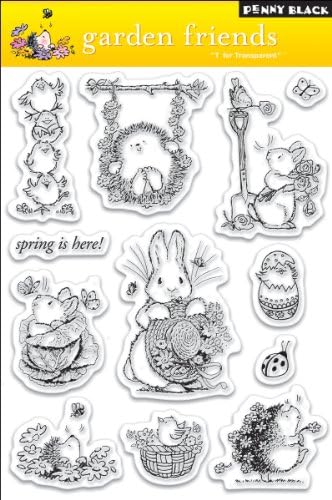 Penny BlackRubber Clear Stamps 5-inch x 7.5-inch Sheet-Garden Friends