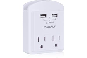 Outlet Extender USB Wall Charger - POWRUI Multi Plug Wall Outlet Splitter with 2-Outlet and 2 USB Ports, Non Surge Protector for Cruise Ship Essentials, White, ETL Listed