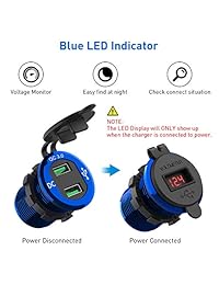 Cargador de coche de carga rápida 3.0 CHGeek 12 V 24 V 36 W impermeable doble QC3.0 USB cargador rápido toma de corriente con voltímetro digital LED para marina, barco, motocicleta, camión, carrito de golf y más