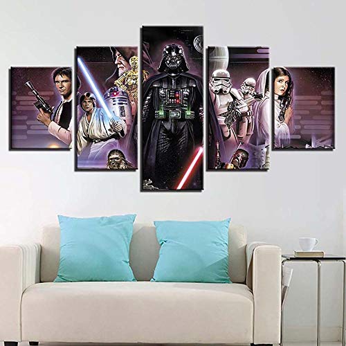 Home Decor HD Prints Painting 5 Panels Star Wars Movie Characters