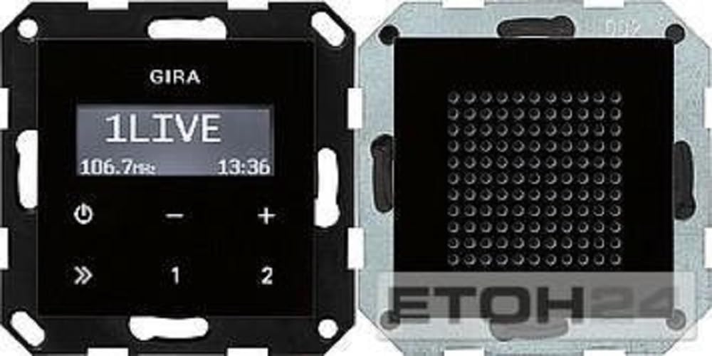 GIRA 228005 Flush-Mounted Radio RDS System 55 Black Glass Look