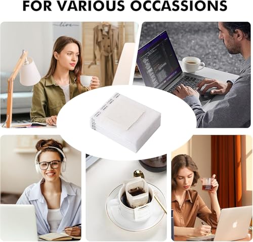 200 PCS Disposable Hanging Ear Coffee Filter Bags, Single Serve Drip Coffee Paper Bags for Home, Office, Outdoor, Portable Brewing, Mess-Free, Compatible with Cups, Mugs, Glasses