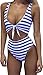 Inorin Womens Swimsuits One Piece High Waisted Sexy Striped Monokini Cut Out Cheeky Bikini Swimsuit Bathing Suits Blue Stripe Large