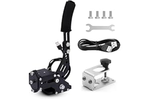 Lanotech PC/PS4/PS5 USB 64Bit Handbrake kits For PC SIM Racing Games, For Logitech G29 Simulate Linear Handbrake computer,with Fixing Clip and Plate
