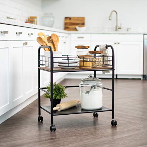 IRIS USA 2Tier Kitchen Storage Rolling Cart with Lockable Caster