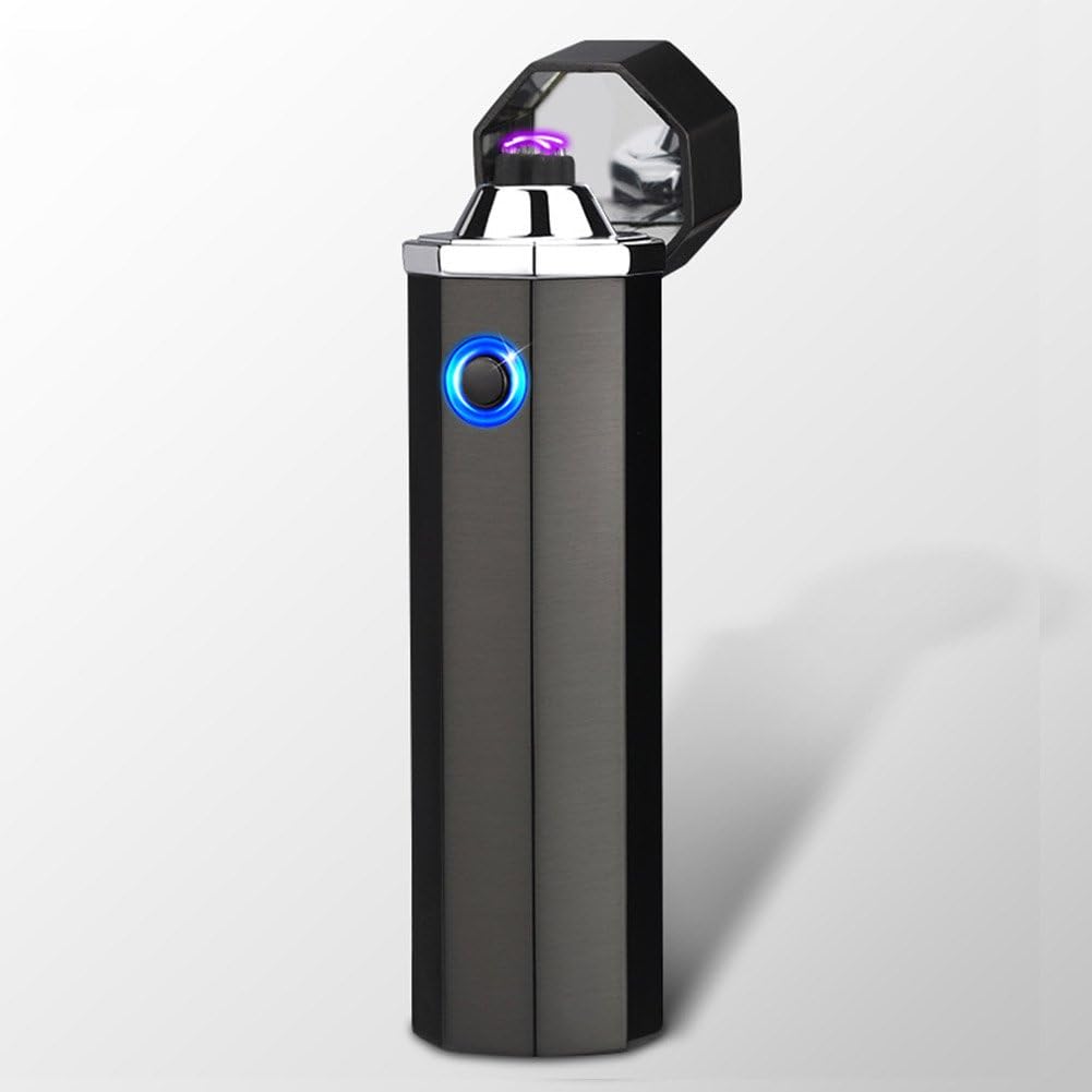 Jfeng Electric Lighters Triple Arc Plasma Lighter Windproof Flameless Six Cross USB Rechargeable Lighter For Pipes Cigarettes Cigars and Camping