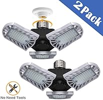 LED Garage Lights, Blusmart 60W 7500lm Adjustable Three-Leaf Garage Lights with 360° Coverage, 156pcs Quality LED Chips,...