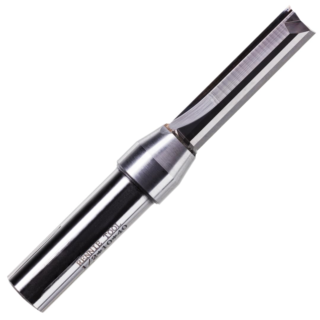 Rennie Tools - 10mm Cutting Diameter x 40mm Flute x 1/2" Shank Solid Carbide Tip 2 Flute Straight Router Cutter Bit. Compatible With Makita Trend Festool Hikoki Dewalt Router Etc. 10mm Router Bit
